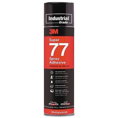 3M 021200-21210 Super 77 Mult-Purpose Spray Adhesive, 16.75 oz, Aerosol Can, Clear