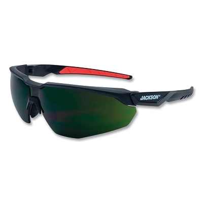 Hyperguard Safety Glasses, 5 IR Lens, Polycarbonate, Anti-Fog, Black Half Frame, Red Temple