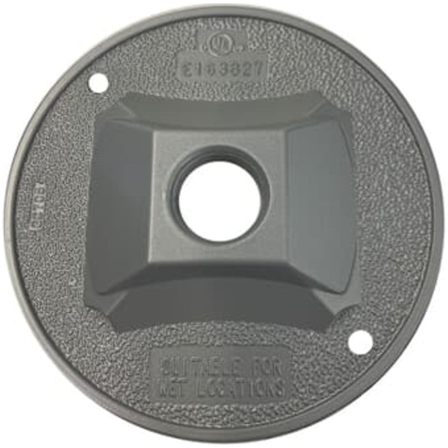 Round Standard Lamp Holder Cover, 4-1/8 Inch Diameter, Hub Size 1/2 Inch, Silver, Aluminum, One Tapped Hole