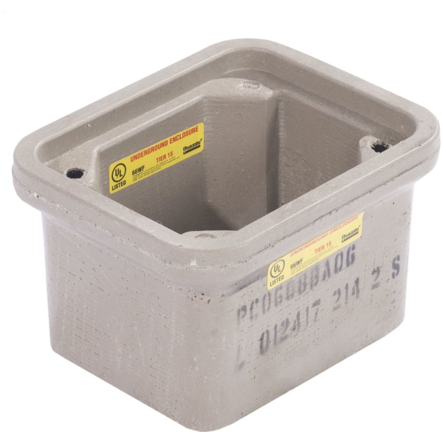 Quazite PC Style Enclosure Box, Polymer Concrete, Standard Open Bottom, 11 x 18 x 12 in., Lids Sold Separately, Box Only
