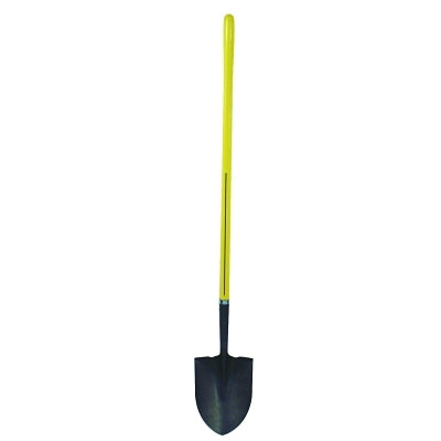 Ergo Power Round Point Shovel, 11.5 in x 9 in Round Pt Blade, 48 in Fiberglass Straight Handle, 16 ga