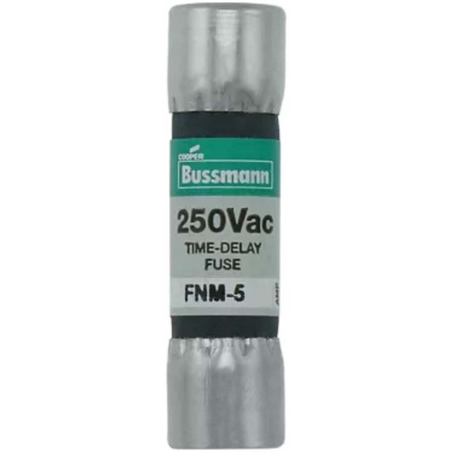 FNM Series Time Delay Supplemental Fuse, Melamine Tube, 5A, 250V, 13/32 x 1-1/2 in., Color Code Green