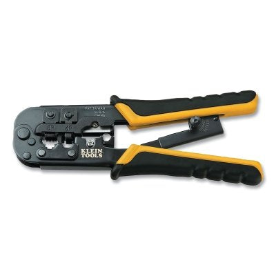 Ratcheting Data Cable Crimper/Stripper/Cutter, 7.5 in L, 22 to 28 AWG, Ergonomic Comfort Grip