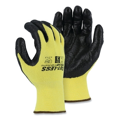 Cut-Less Kevlar Cut-Resistant Gloves, Large, Yellow with Black Coating