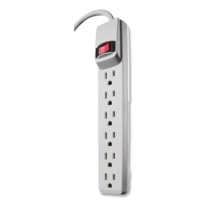 Power Strip, 6 Outlets, 4 ft Cord, White