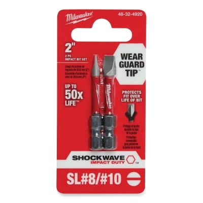 SHOCKWAVE Impact Duty Driver Bit Set, 2 pc, SL 3/16 in #8, SL 1/4 in #10