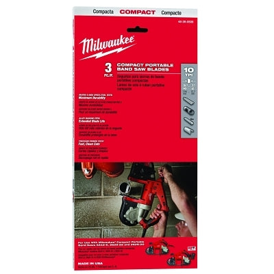 Compact Portable Band Saw Blade, 10 TPI, 1/2 in W x 35-3/8 in L, 3 EA/PK