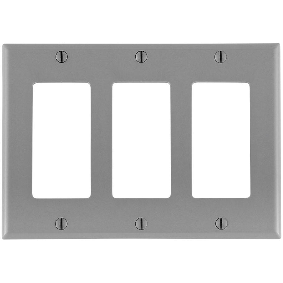 Decora/GFCI Device Wall Plate, Device Mount, Thermoset, 3-Gang, Gray