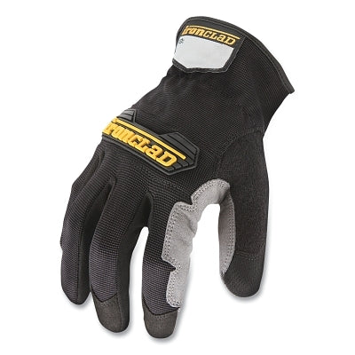 Workforce Gloves, Synthetic Leather Palm/TPR Knuckle/Nylon BOH, Large, Black/Gray