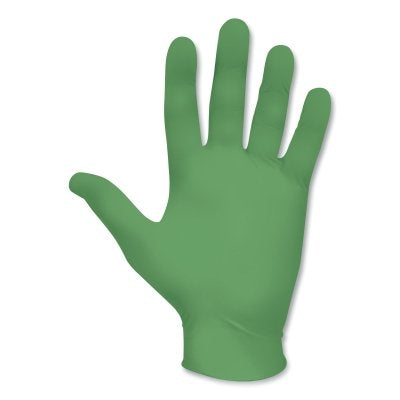 9-1/2 in Powder Free Unlined Nitrile Disposable Gloves, Green, Size M, 100PK