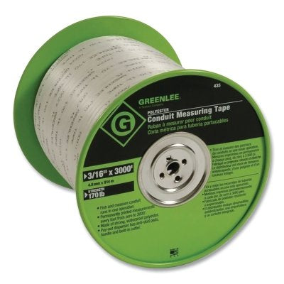 Poly-Measuring Tape, 3/16 in W, Waterproof Polyester, 3000 ft