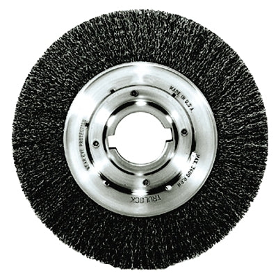Medium-Face Crimped Wire Wheel, 8 in dia x 1 in W Face, 0.014 in Steel Wire, 4500 RPM