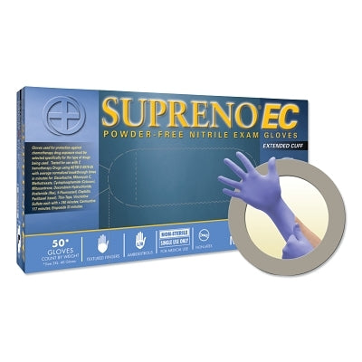 Supreno EC SEC-375 Nitrile Disposable Gloves, 5.5 mil Palm, 8.3 mil Fingers, Small, Violet Blue