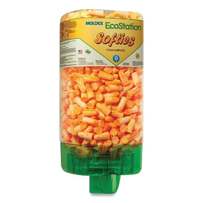 EcoStation Earplug Dispenser Starter Kit, Recyclable Bottle, Foam Earplugs, Orange/White Swirls/Streaks, Softies