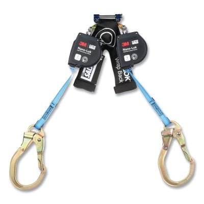 3M 7012818585 Nano-Lok Wrap Back Self Retracting Lifeline, 8 ft, Tie-Back Rebar Hook, 420 lb, Twin Leg