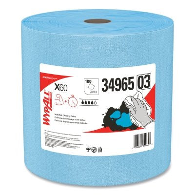 X60 Cloth Wiper, Blue, 13.4 in W x 12.4 in L, Jumbo Roll, 1,100 Sheets/Roll