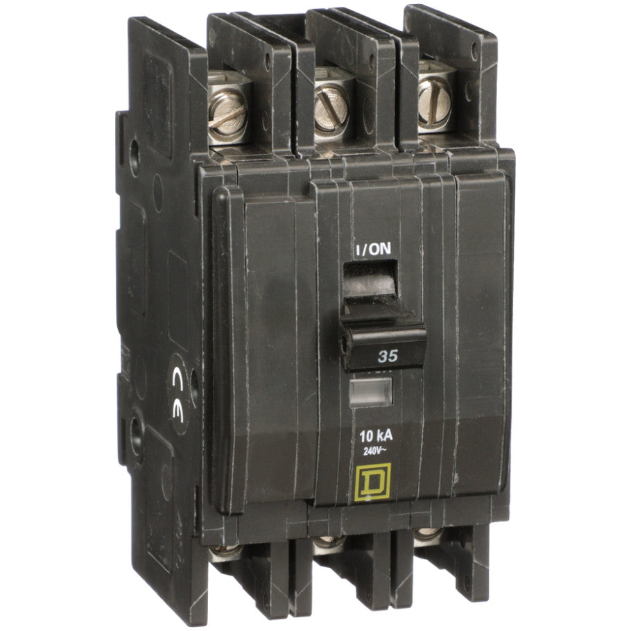 QOU Miniature Low Ampere Circuit Breaker, Unit-Mount, 10kA, 240 Vac, 3-Pole, 35A