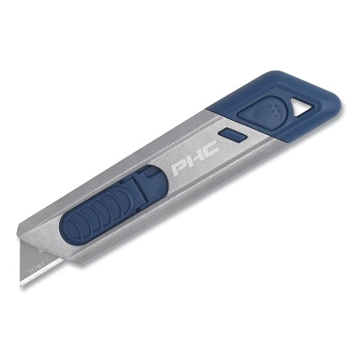 Metti MD Safety Knife, Auto-Retract, Slide,Pointed, Plastic, Metal Detectable,  Grey/Blue
