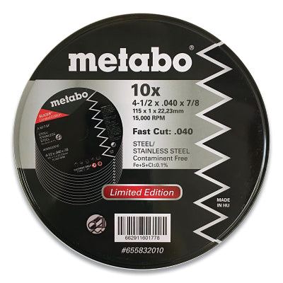 Limited Edition Slicer Fast Cut Wheel, 4-1/2 in dia x 0.040 in Thick, 7/8 in Arbor, A60TBF