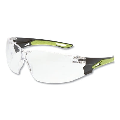 MCR Safety Hulk HK5 Series Safety Glasses, Clear Lens, MAX 6 Anti-Fog Coating, Black/Hivis Lime Polycarbonate/TPR Temple