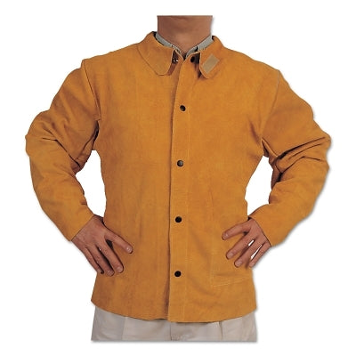 Split Cowhide Leather Welding Jacket, 4X-Large, Golden Brown