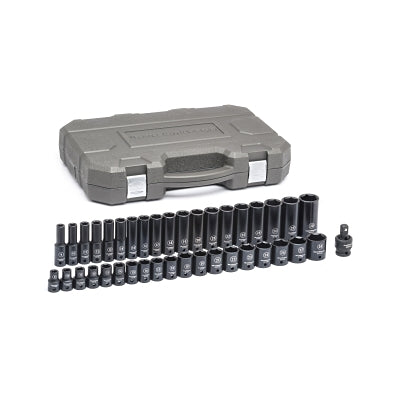 Impact Socket Set, 1/2 in Dr, 6-point, Metric, 9 mm to 30 mm, 39-Pc Deep/Standard Lengths, Incl Univ Jt/Blow Mold Case