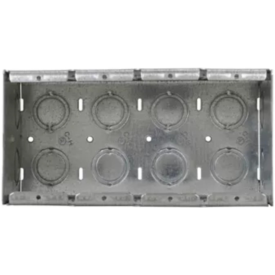 Masonry Box, Steel, 4-Gang, 3-1/2 in. D, (20) 1/2 3/4 in. C Side Knockouts, (8) 1/2 3/4 in. C Knockouts