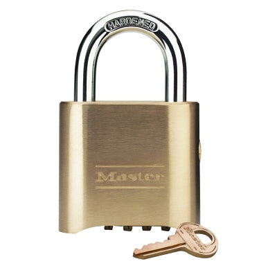 No. 176 & 177 Resettable Combination Lock, 5/16 in Shackle dia, 1 in Shackle Length, Gold