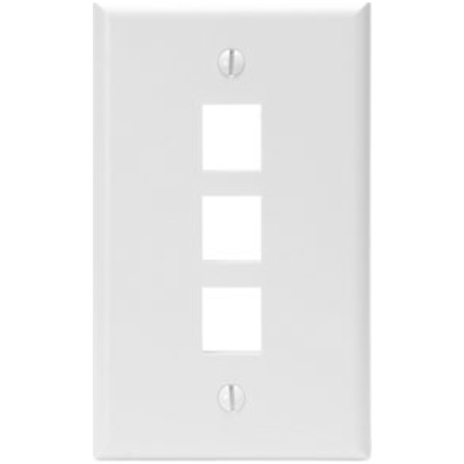QuickPort Standard Plastic Wallplate, 1-Gang, 3-Port, White
