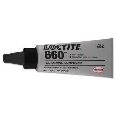 660 Quick Metal Retaining Compound, 50 mL Tube, Silver, 3300 psi