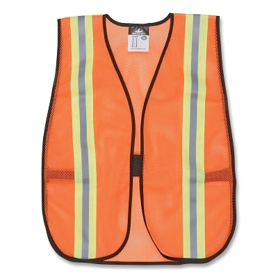 General Purpose Safety Vest, One Size Fits Most, Orange w/Lime and Silver Stripes
