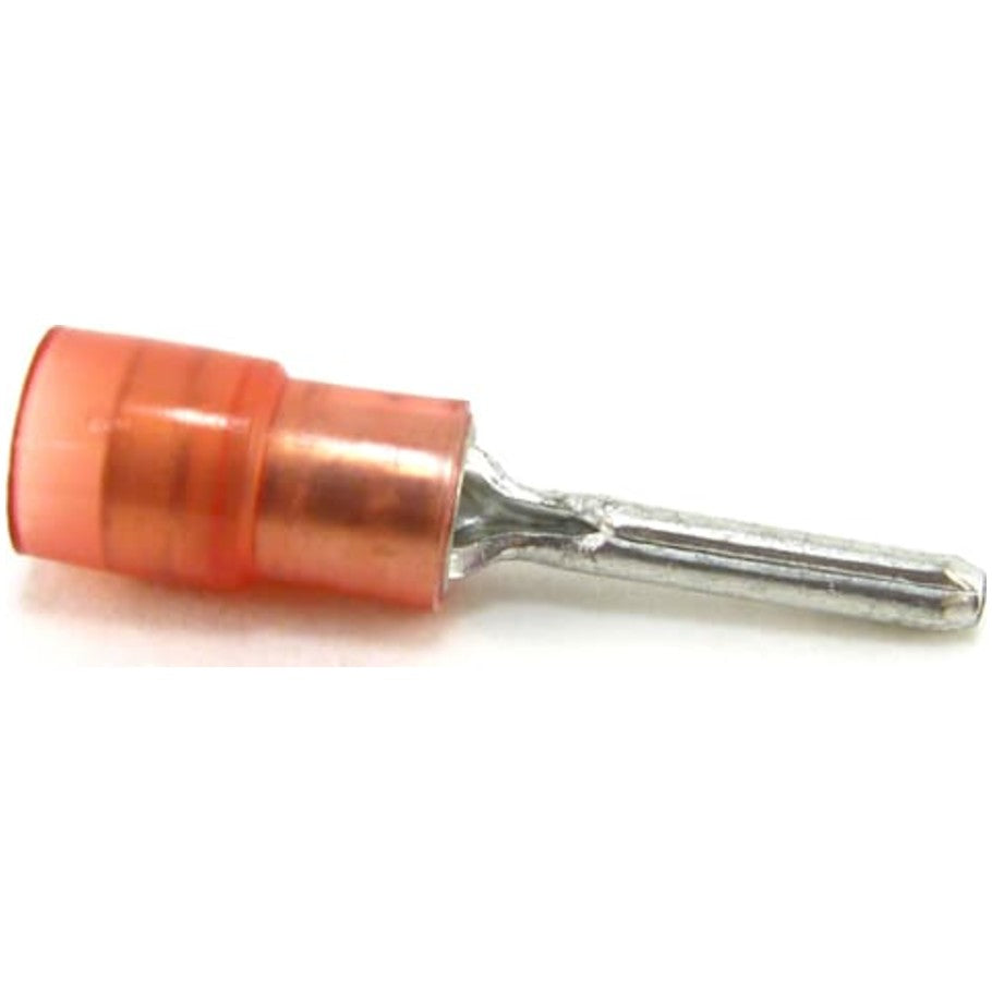 Nylon Insulated Pin Terminal, Length .85 Inch, Pin Length .39 Inch, Diameter .075 Inch, Wire Range  22-18 AWG, Tin Plated