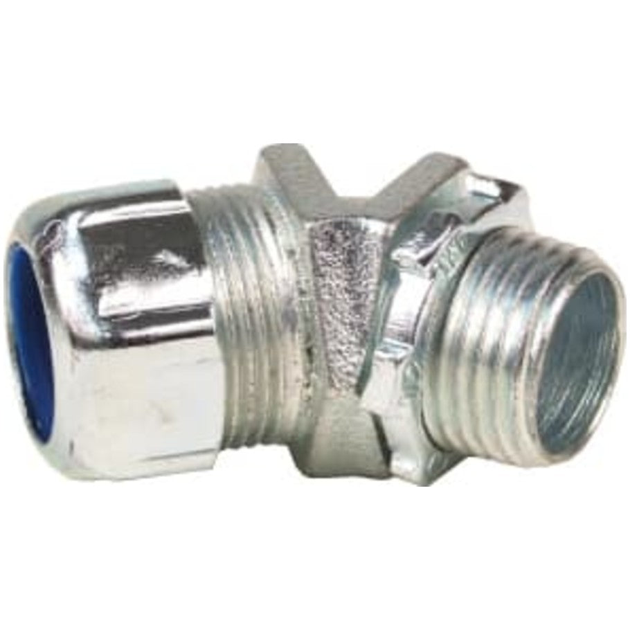 52 Series Liquid Tight Connector, Malleable Iron, 45  176;, Flexible Metal Conduit, 3 in.