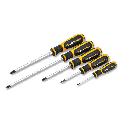 Dual Material Screwdriver Set, #0 to #3 Size Range, 5-Pc Phillips with Tray