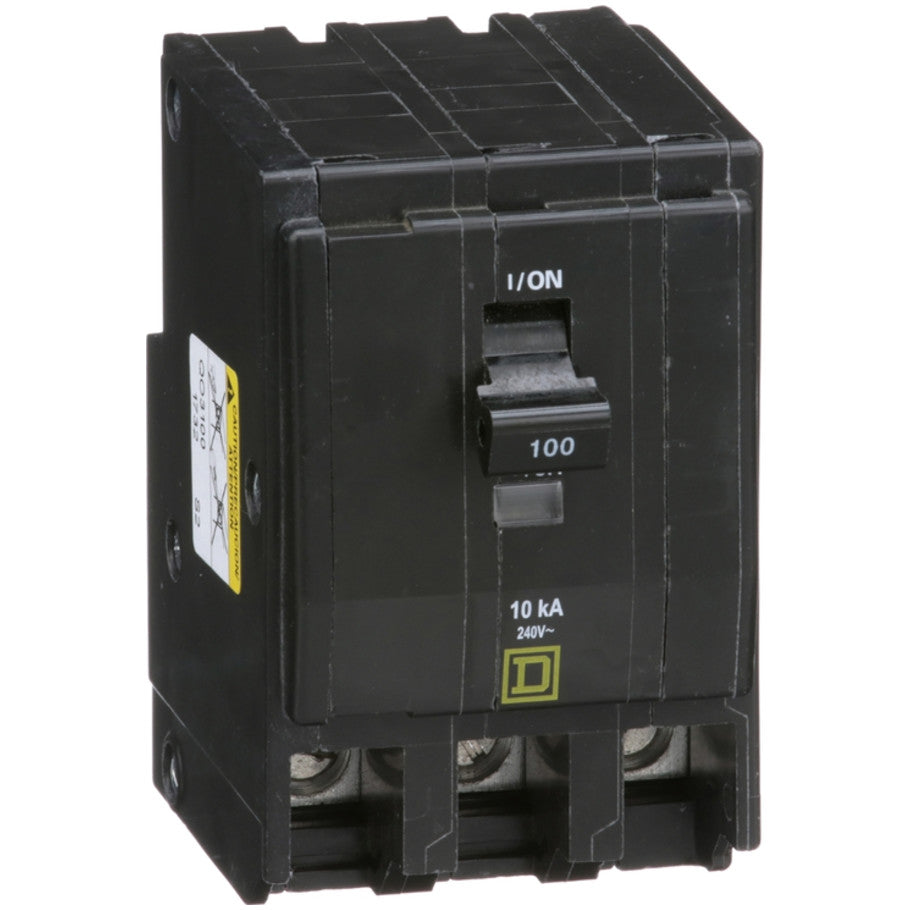 QO Miniature Circuit Breaker, Plug-On Mount, 10 kA, 240 Vac, 3-Pole, 100A