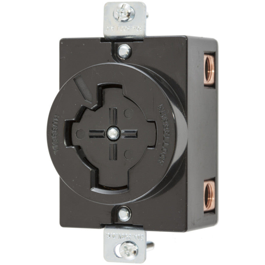 Hubbellock Single Receptacle, Non-NEMA, Black Phenolic