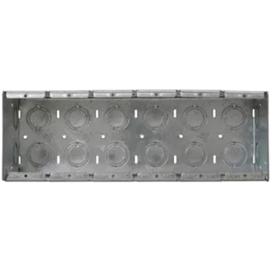 Masonry Box, Steel, 6-Gang, 3-1/2 in. D, (28) 1/2 3/4 in. C Side Knockouts, (12) 1/2 3/4 in. C Knockouts