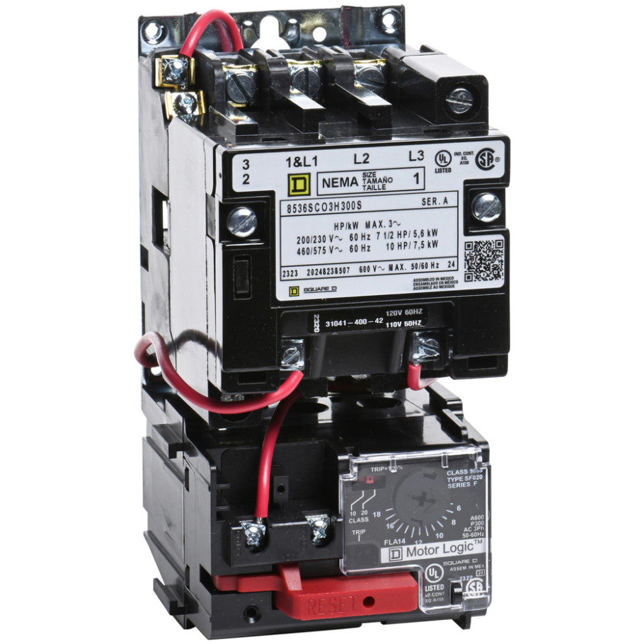 Magnetic Starter, Type S, Open Enclosure, 3-Pole, 3-Phase, 27A, NEMA Size 1, 120/110V Coil, Form H300/S
