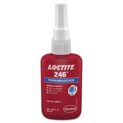 246 Threadlocker, Medium Strength/High Temperature, 50 mL, 1/4 in to 3/4 in Thread, Blue