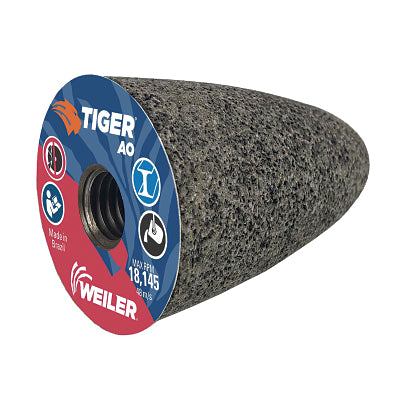 Tiger Grinding Cone, 2 in dia x 3 in Thick x 5/8 in-11 Arbor, 24 Grit, Aluminum Oxide, Type 16, 12 EA/BX