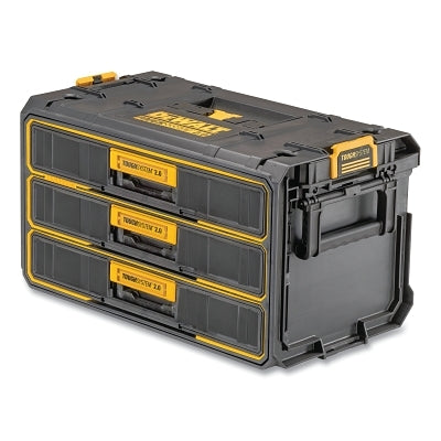 ToughSystem 2.0 3-Drawer Toolbox, 130 lb, 12.4 in W x 21.3 in D x 12.7 in H x Plastic, Black/Yellow