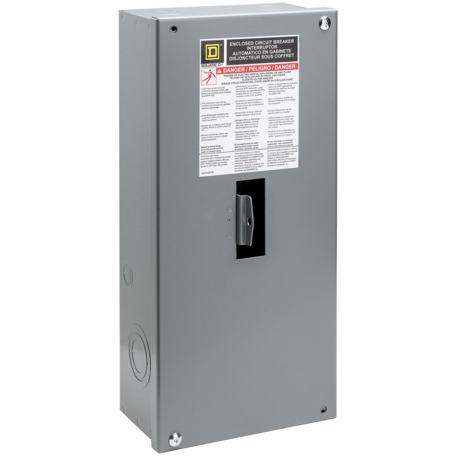 Circuit breaker enclosure, PowerPacT H, 15 to 100A, 2 pole, surface mount, NEMA 1, HDS breaker