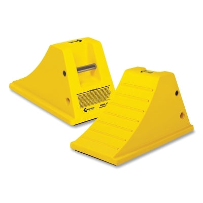 All-Terrain Heavy Duty Wheel Chock, 80000 lb Load Capacity, 28 in to 38 in Tires, Yellow, Includes Rubber Pads