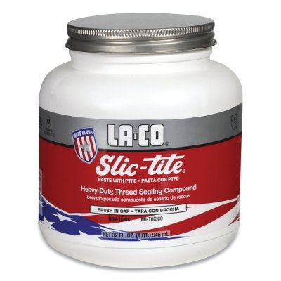 Slic-Tite Paste Thread Sealant with PTFE, 32 oz, Brush In Cap, White