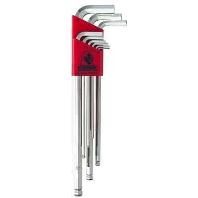 Ball End L-Wrench Set, BriteGuard Finish, 1.5 mm to 10 mm Extra Long, Metric, 9-Pc Set