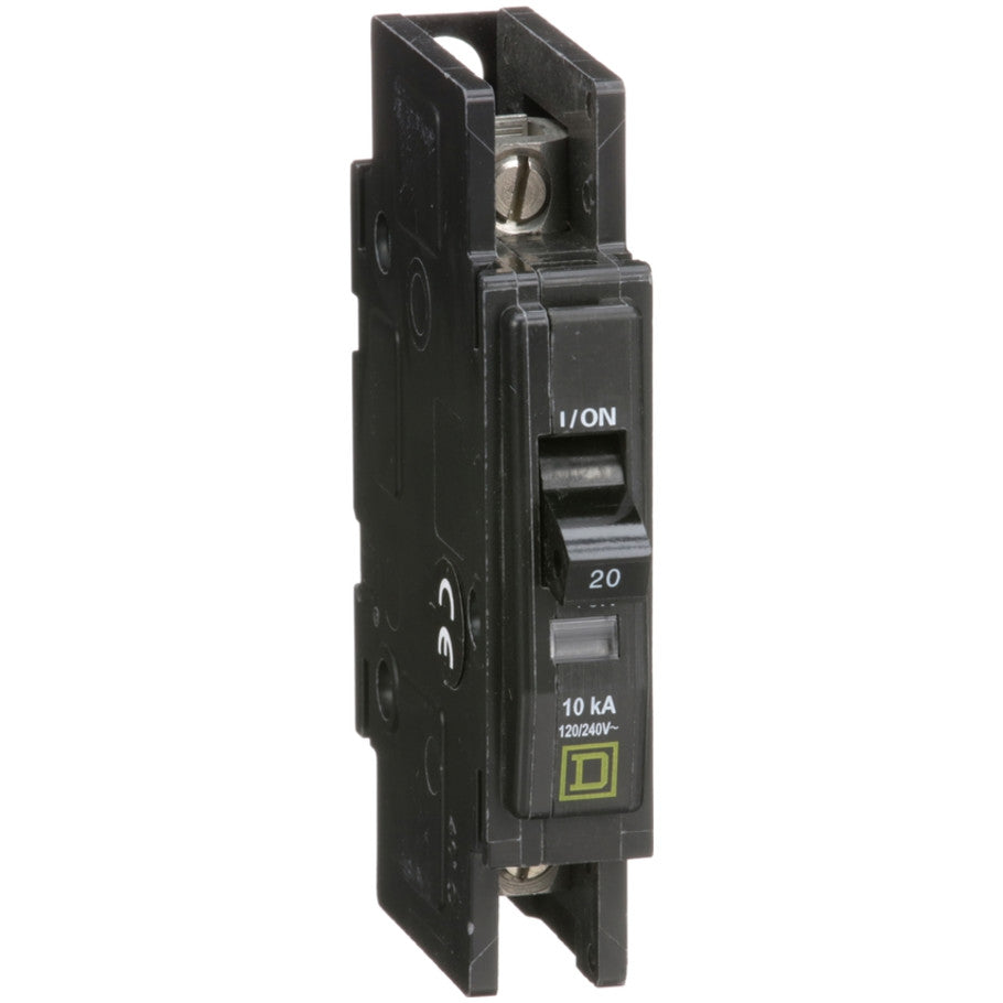 QOU Miniature Low Ampere Circuit Breaker, Unit-Mount, 10kA, 120/240 Vac, 1-Pole, 20A