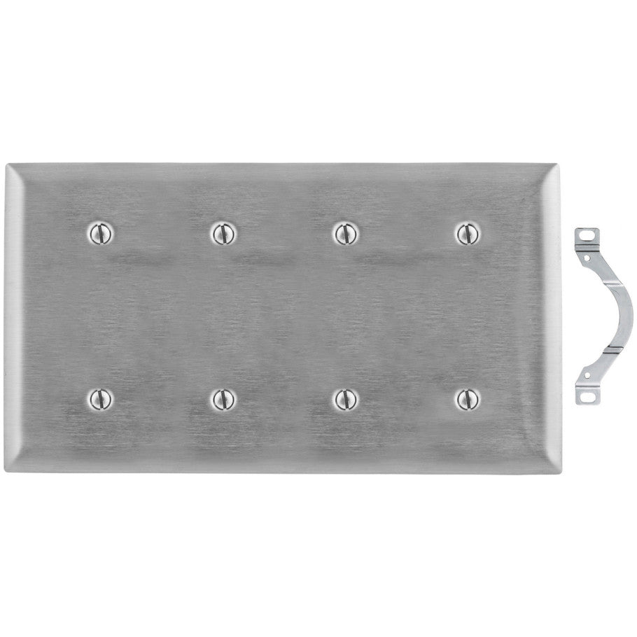 4 Gang (4) Blank Strap Mount Stainless Steel Wall Plate