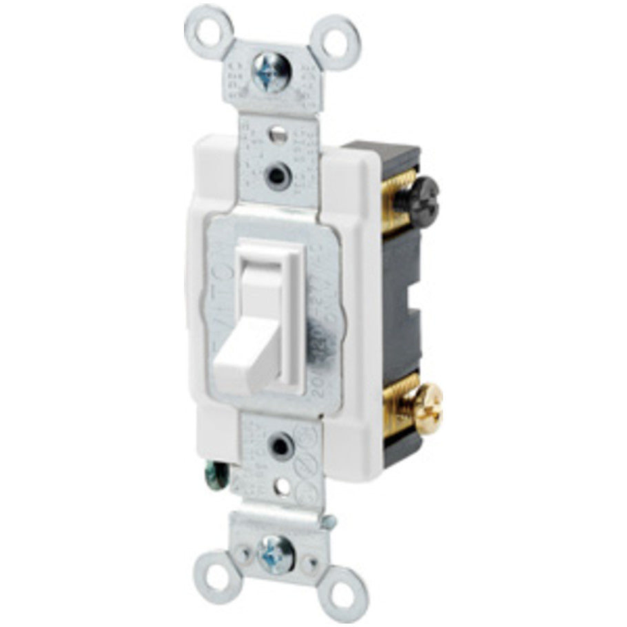 Commercial Framed Toggle Switch, 15A, 120/277V, 4-Way, White