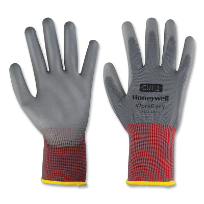 WorkEasy Gloves, 3313G, Nitrile Palm Coating, Small, Gray/Red
