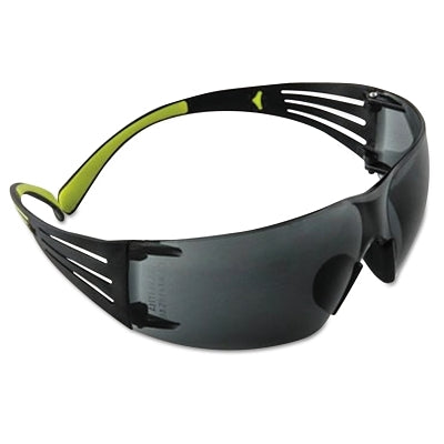 3M SF402AF SecureFit 400 Series Protective Eyewear, Gray Poly Lens, Anti-Fog, Anti-Scratch, Black/Green Plastic Temples